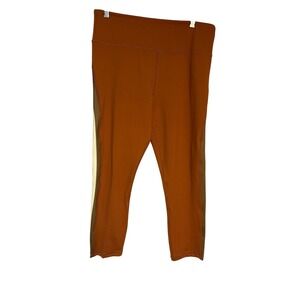 ZYIA Active Plus Size Leggings 16-18 Brown Crop Side Stripe Athletic High Waist‎